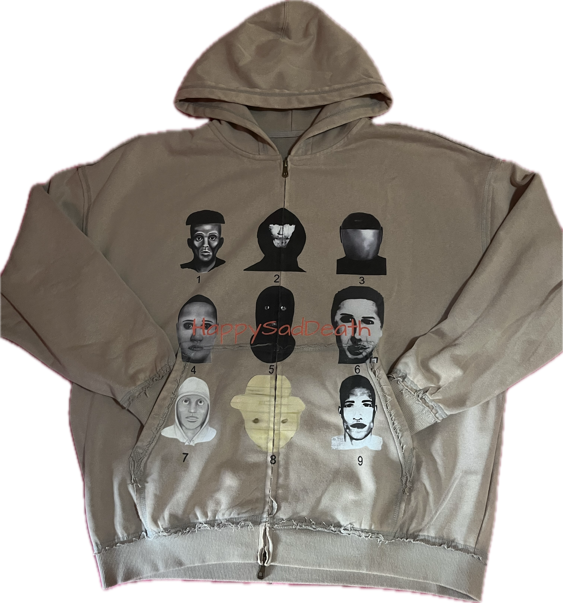Distressed Crime Zip-Up Hoodie – HappySadDeath Clothing Distressed Crime Zip-Up Hoodie – HappySadDeath Clothing
