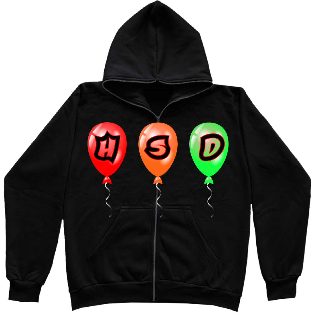 Balloon Zip Up Hoodie (Black)