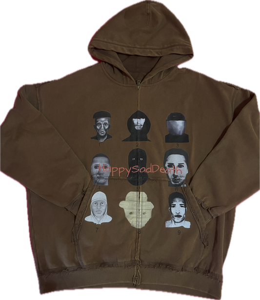 Distressed Crime Zip-Up Hoodie