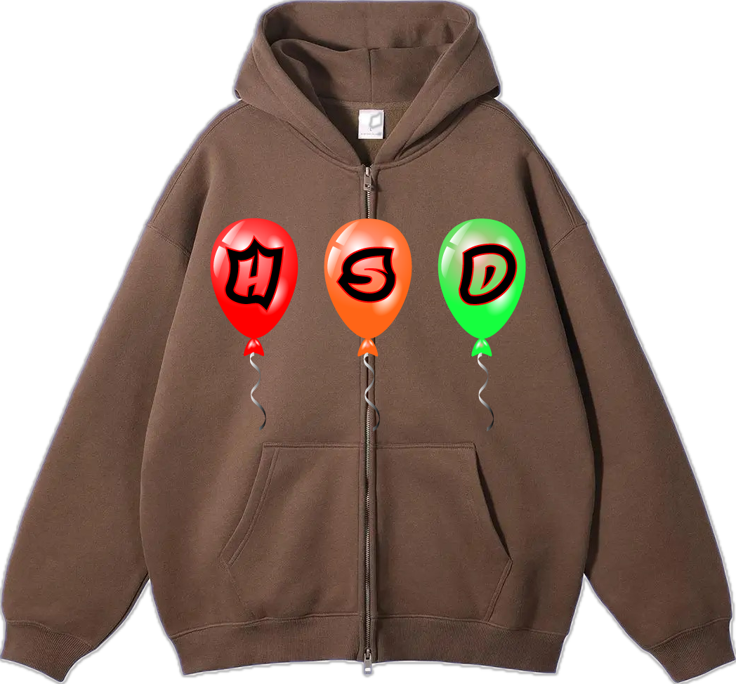 Balloon Zip Up Hoodie (Brown)